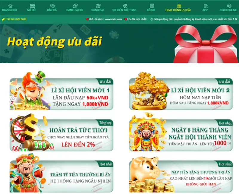 Đa dạng khuyến mãi Cwin05 siêu hấp dẫn